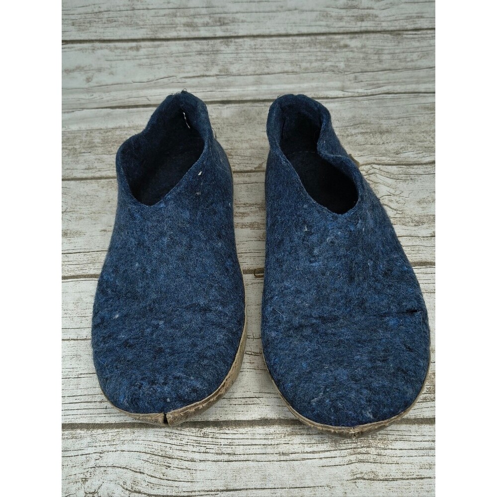Glerups Blue Felted Wool Slippers